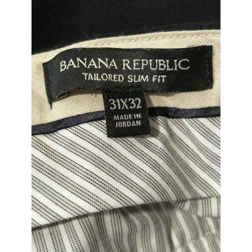 Banana Republic Mens Tailored Slim‎ Fit Black 100% Wool Dress Pants 31x30 Office